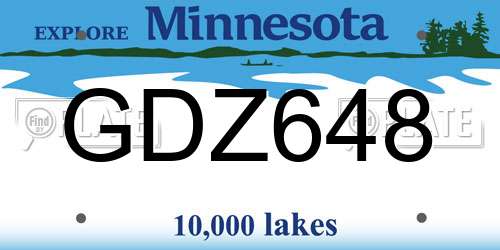 GDZ648 Minnesota License Plate
