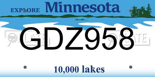 GDZ958 Minnesota License Plate