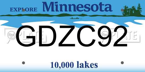 GDZC92 Minnesota License Plate