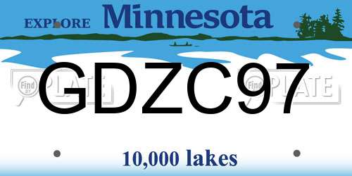 GDZC97 Minnesota License Plate