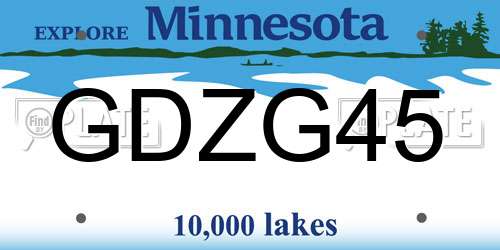 GDZG45 Minnesota License Plate