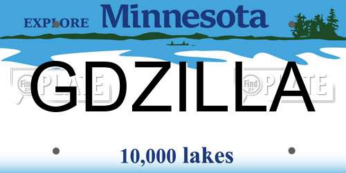 GDZILLA Minnesota License Plate