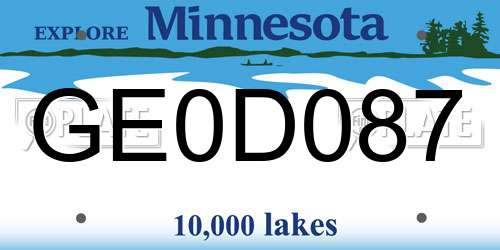 GE0D087 Minnesota License Plate