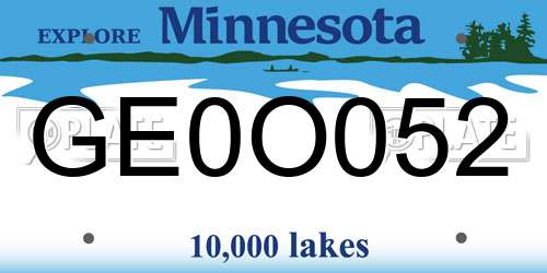 GE0O052 Minnesota License Plate