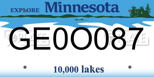 GE0O087 Minnesota License Plate