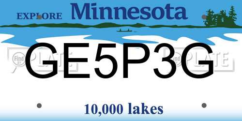 GE5P3G Minnesota License Plate