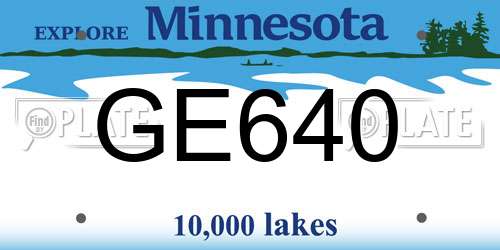 GE640 Minnesota License Plate
