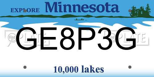 GE8P3G Minnesota License Plate