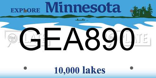 GEA890 Minnesota License Plate