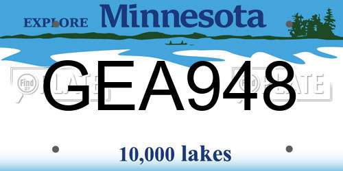 GEA948 Minnesota License Plate