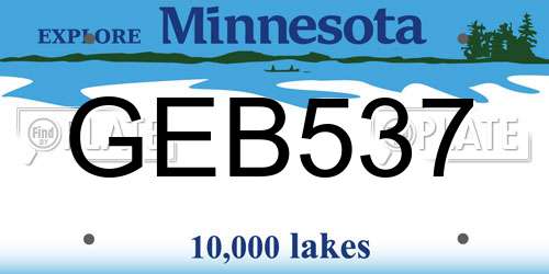 GEB537 Minnesota License Plate