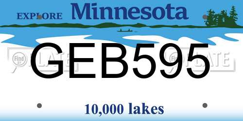 GEB595 Minnesota License Plate