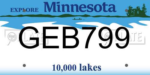 GEB799 Minnesota License Plate