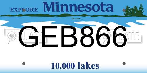 GEB866 Minnesota License Plate