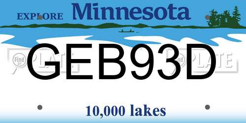 GEB93D Minnesota License Plate