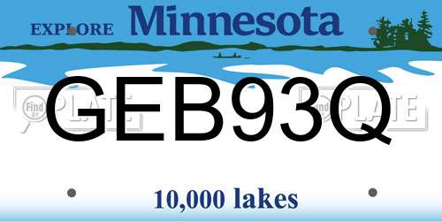 GEB93Q Minnesota License Plate