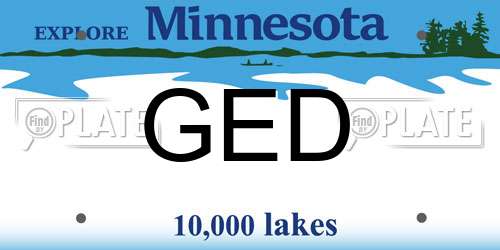 GED Minnesota License Plate