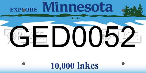 GED0052 Minnesota License Plate