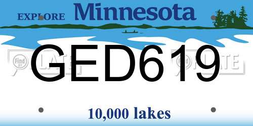 GED619 Minnesota License Plate