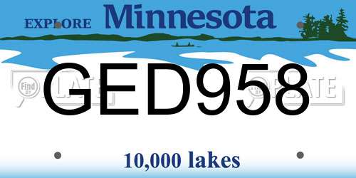 GED958 Minnesota License Plate