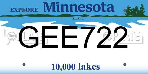 GEE722 Minnesota License Plate