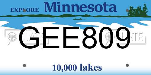 GEE809 Minnesota License Plate