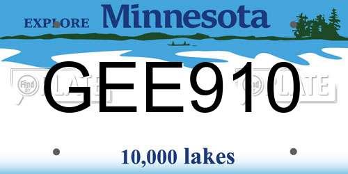 GEE910 Minnesota License Plate