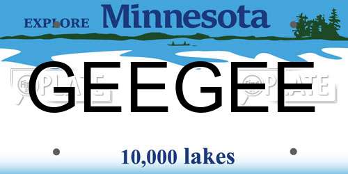 GEEGEE Minnesota License Plate