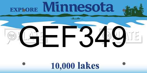 GEF349 Minnesota License Plate
