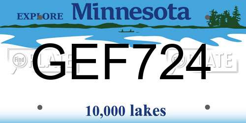 GEF724 Minnesota License Plate
