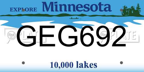 GEG692 Minnesota License Plate