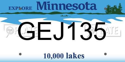 GEJ135 Minnesota License Plate