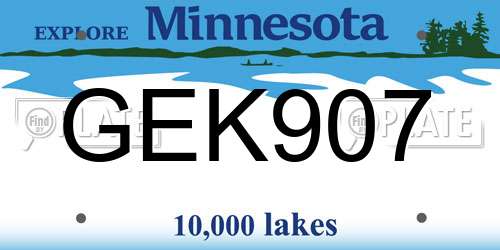 GEK907 Minnesota License Plate
