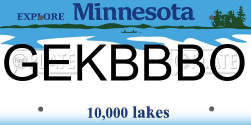 GEKBBBO Minnesota License Plate
