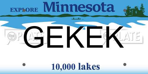 GEKEK Minnesota License Plate