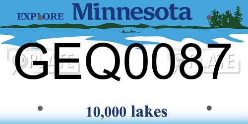 GEQ0087 Minnesota License Plate