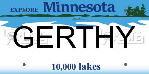 GERTHY Minnesota License Plate