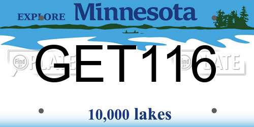 GET116 Minnesota License Plate