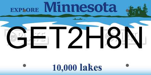 GET2H8N Minnesota License Plate