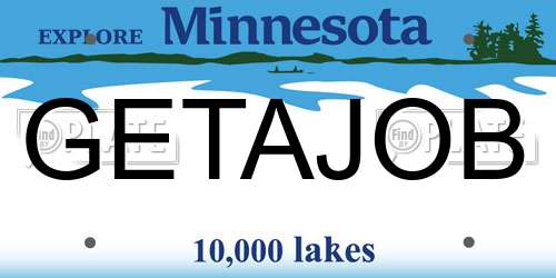 GETAJOB Minnesota License Plate
