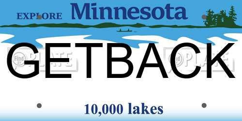 GETBACK Minnesota License Plate