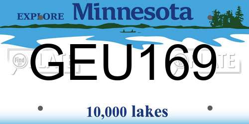 GEU169 Minnesota License Plate
