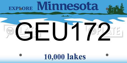 GEU172 Minnesota License Plate