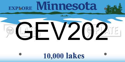 GEV202 Minnesota License Plate
