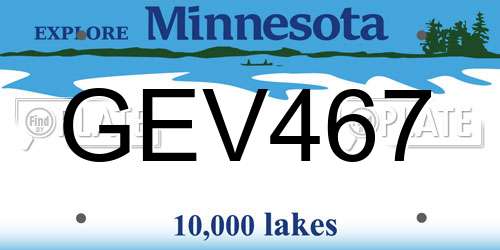 GEV467 Minnesota License Plate