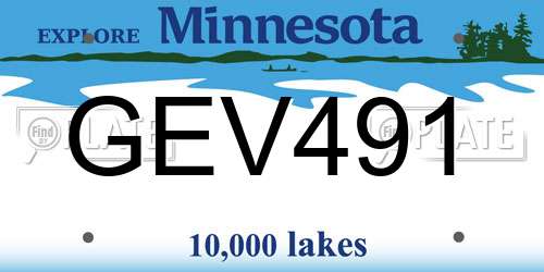 GEV491 Minnesota License Plate