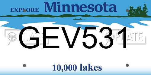 GEV531 Minnesota License Plate