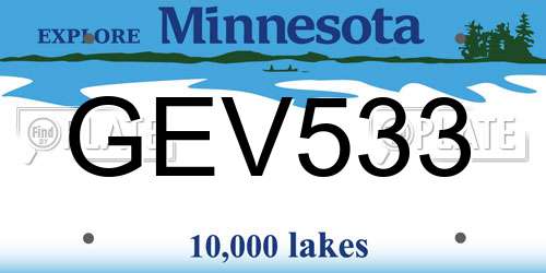 GEV533 Minnesota License Plate