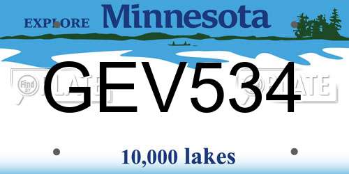 GEV534 Minnesota License Plate