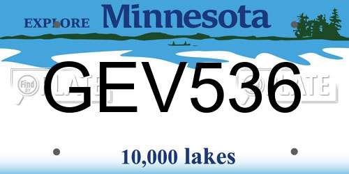 GEV536 Minnesota License Plate